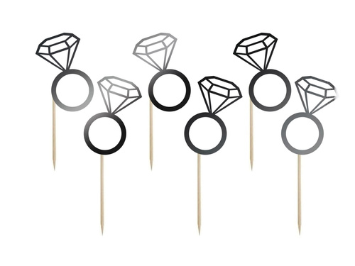 Spades Black rings for a bachelorette party - 6,5 cm - 6 pcs.