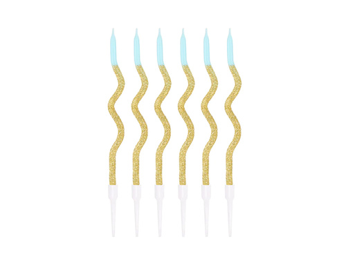 Spiral birthday candles gold-blue - 6 pcs.