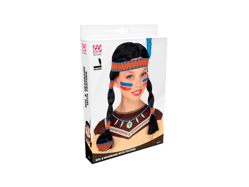Peruka indianki z opaską i piórem