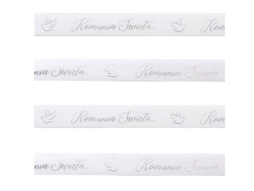 White satin ribbon with the inscription Holy Communion - 15 mm / 20 m - 1 pc.