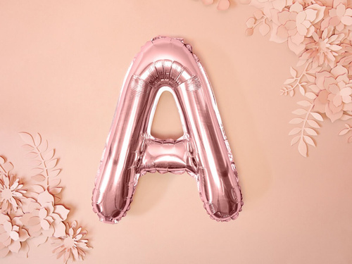 Foil balloon letter "A" pink and gold - 35 cm