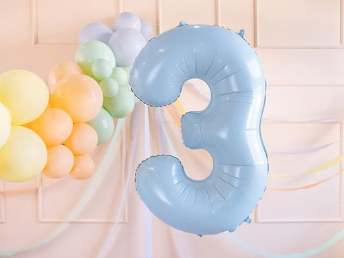 Number 3 Sky blue Foil Balloon - 72 cm - 1 pc