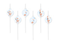 Blue straws Bears with balloons - 6 pcs.