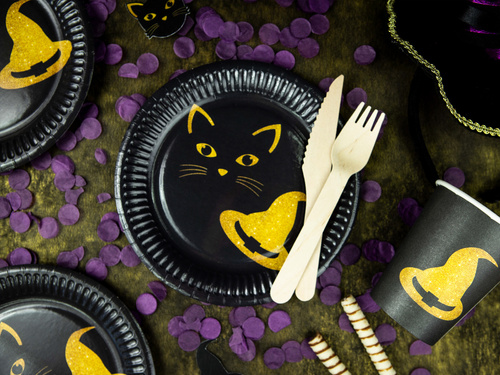 Halloween plates Witch and Cat - 18 cm - 6 pcs.