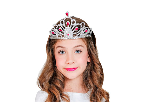 Srebrna tiara z różowymi klejnotami