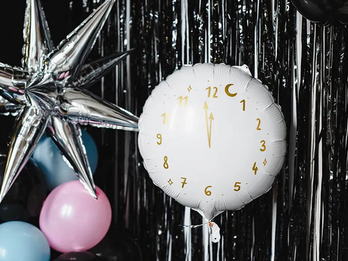 White Clock foil balloon - 35 cm - 1 pc.