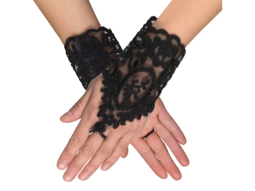 Pair of black embroidered gloves