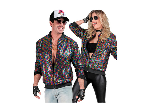 Imprezowa cekinowa kurtka - bomberka - multikolor