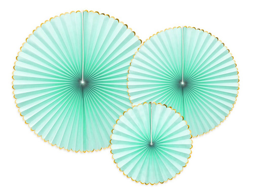 Hanging rosettes mint - 3 pcs.