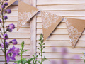 Brown flags banner with white printing - 210 cm - 1 pc.