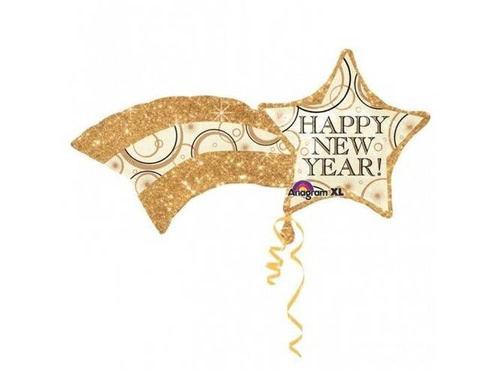 Happy New Year star foil balloon - 56 x 69 cm - 1 pc.