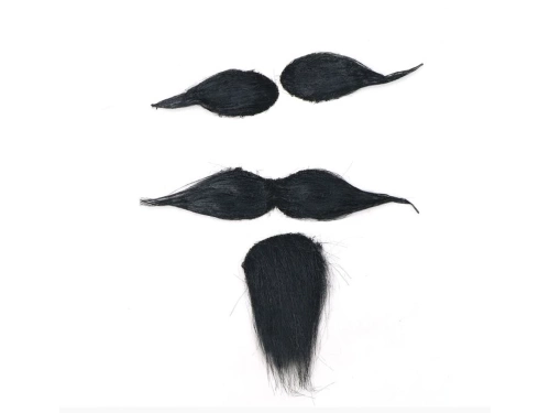 Black goatee, moustache and eyebrows with adhesive