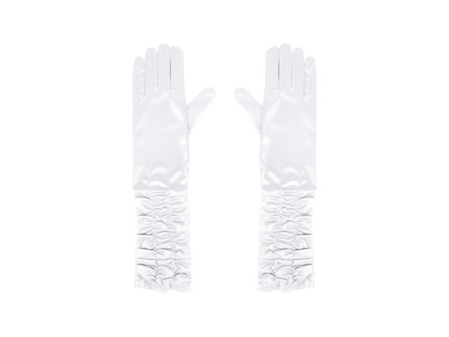 Rękawiczki karnawałowe białe długie - 42 cm