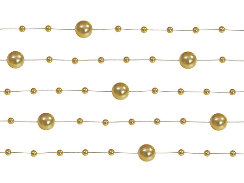 Gold pearl garland - 1,3 m - 5 pcs.