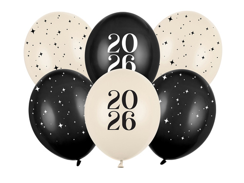 Happy New Year 2026 balloons - 30 cm - 6 pcs