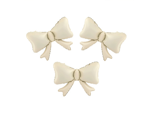 Balon foliowy Kokardka beżowa - 55 x 42 cm - 3 szt.