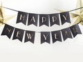 Happy New Year banner black - 170 cm - 1 pc.