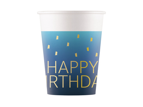 Kubeczki papierowe Happy Birthday - 200 ml - 8 szt.
