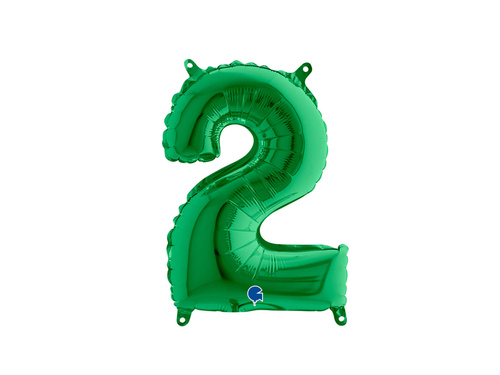 Mini Shape Number 2 Green Foil Balloon - 36 cm - 1 pc
