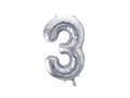 Number 3 silver Foil Balloon - 72 cm - 1 pc
