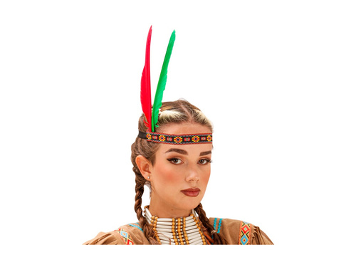 Indiańska opaska z 2 piórami - 2 kolory - 1 szt.