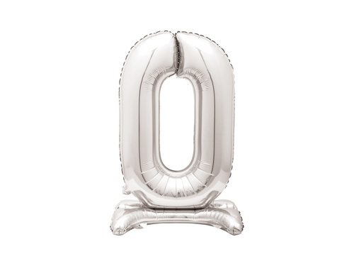 Foil balloon standing number 0 silver - 76 cm - 1pc.