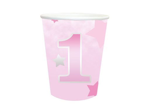 Birthday cups Stars pink - 250 ml - 6 pcs.