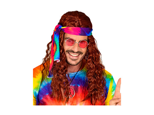 Brązowa peruka hipis z opaską