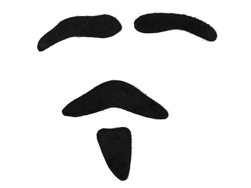 Black goatee, moustache and eyebrows