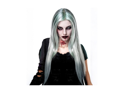 Peruka zombie siwa długa