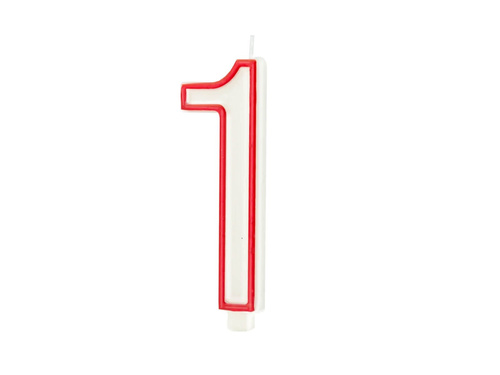 Candle number with red border one - "1"