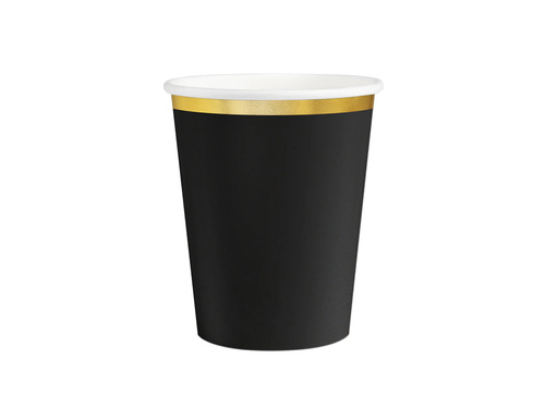 Black cups with gold rim - 220 ml - 6 pcs.