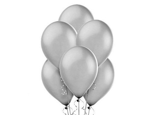 Metallic latex balloons large - silver - 100 pcs.