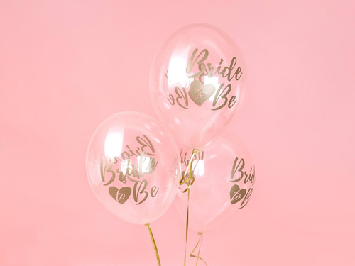 Balony przezroczyste ze złotym nadrukiem Bride to be - 30 cm - 50 szt.
