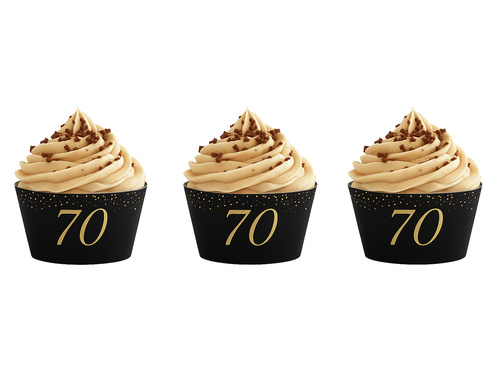 Sparkling cupcake liners for seventieth birthday - 6 pcs.