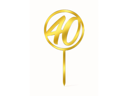 Gold mirrored plexiglass topper for 40th birthday cake