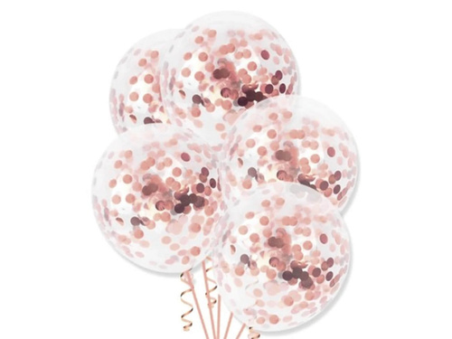 Transparent balloons with confetti golden pink - 30 cm - 5 pcs