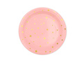 Pink paper plates with gold stars - 18 cm - 6 pcs.