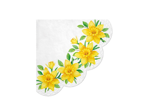 Round Easter napkins Daffodils - 32 cm - 12 pcs.