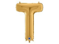 Balon foliowy złota litera T - 66 cm - 1 szt.