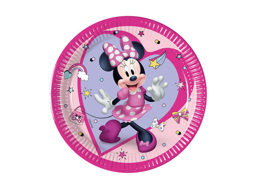 Talerzyki papierowe na urodziny Myszka Minnie - 20 cm - 8 szt.