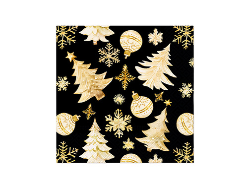 Christmas printed napkins black - 33 cm - 20 pcs.