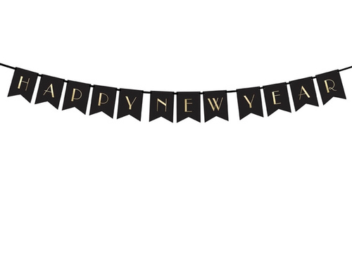 Happy New Year banner black - 170 cm - 1 pc.