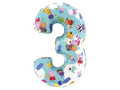 Balon foliowy cyfra 3 Świnka Peppa - 45x75 cm - 1 szt.