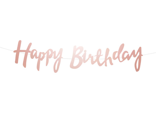 Banner with the inscription Happy Birthday pink gold - 150 cm - 1 pcs.