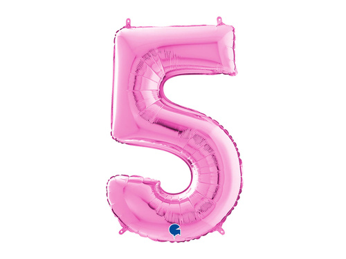 Number 5 fuxia Foil Balloon - 66 cm - 1 pc