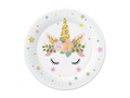 Talerzyki papierowe urodzinowe Kwiatowy Jednorożec - 18 cm - 6 szt.