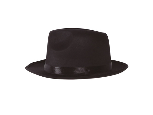 Kapelusz gangstera czarny z lamówką - 1 szt.