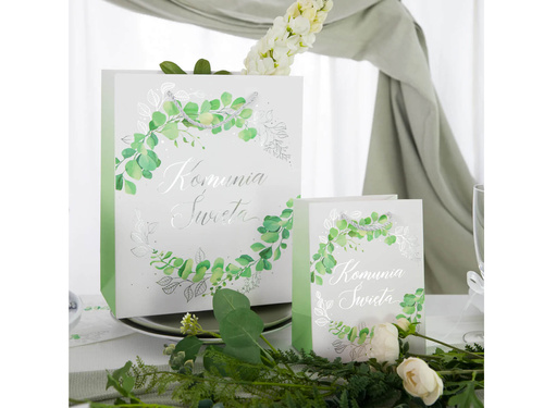 First Communion gift bag with eucalyptus small - 1 pc.