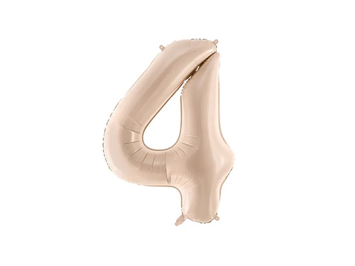 Number 4 Beige Foil Balloon - 72 cm - 1 pc